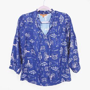Modcloth Blue and White Nautical Blouse